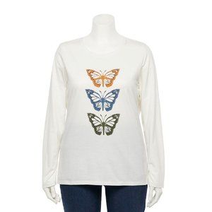 Plus Size Sonoma Goods Long Sleeve Butterfly Tee